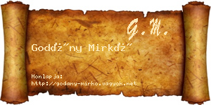 Godány Mirkó névjegykártya